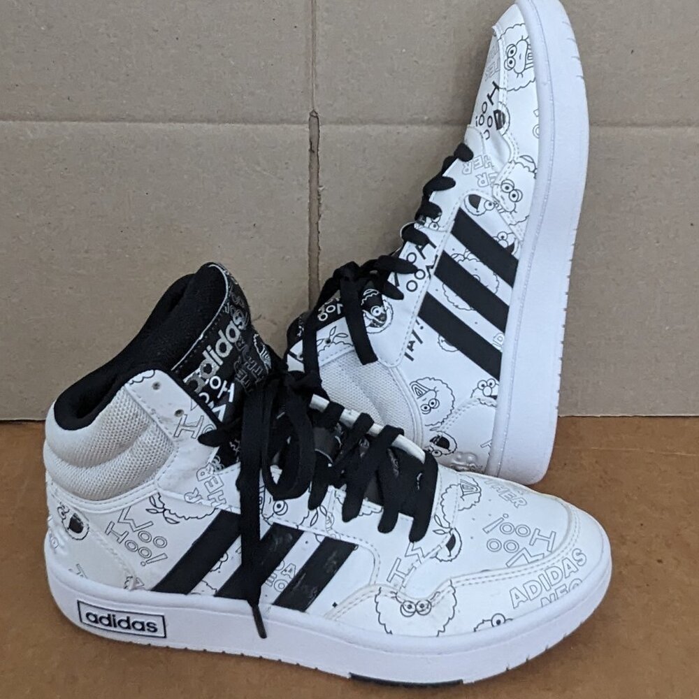 RARE Adidas Hoops 3.0 Mid W Neo Sesame Street Big Kid Womens 6.5 White . - Picture 3 of 14